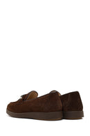 Women's Brown Buckled Suede Leather Comfort Loafer | Derimod