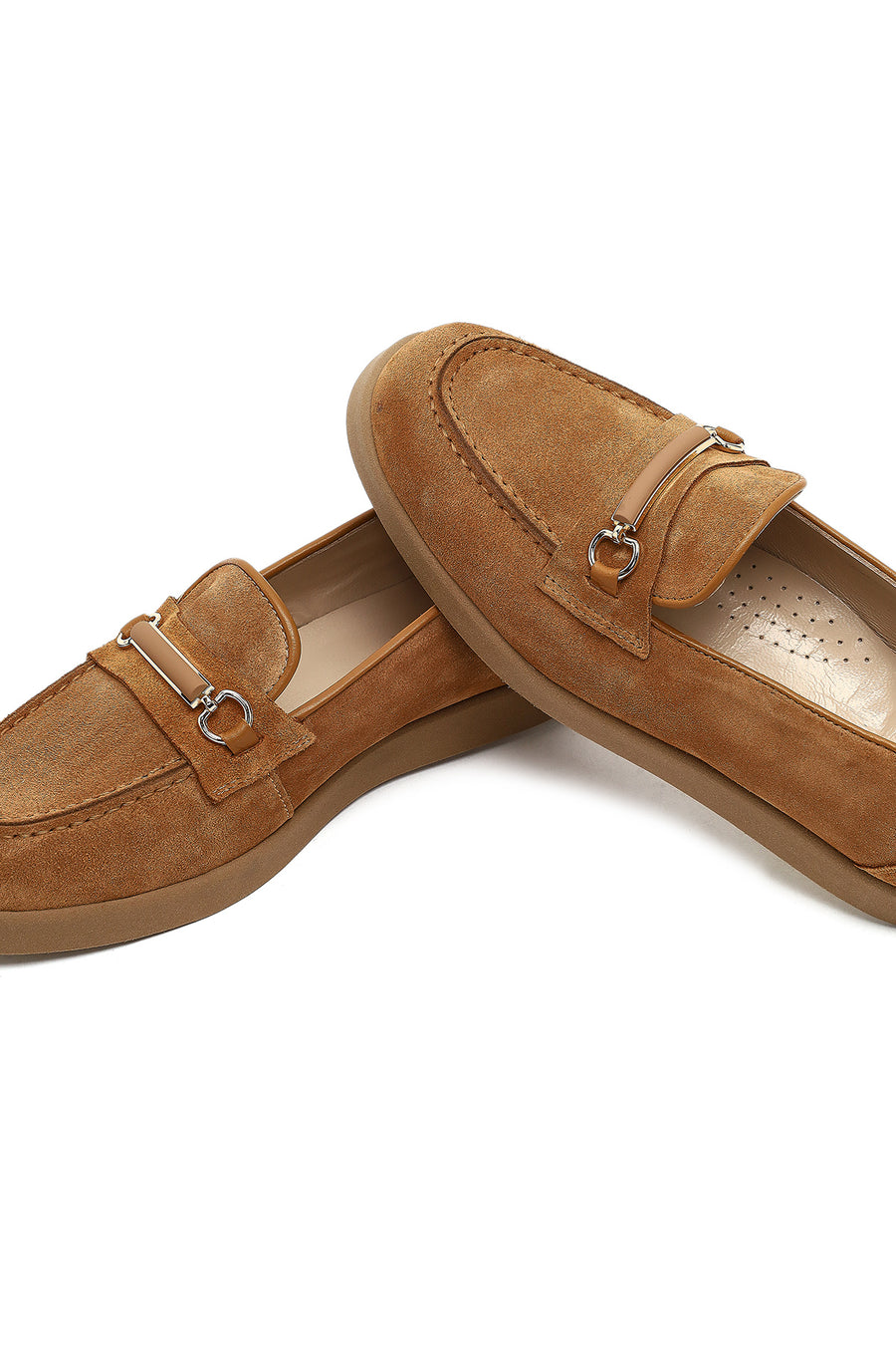 Kadın Taba Tokalı Süet Deri Comfort Loafer