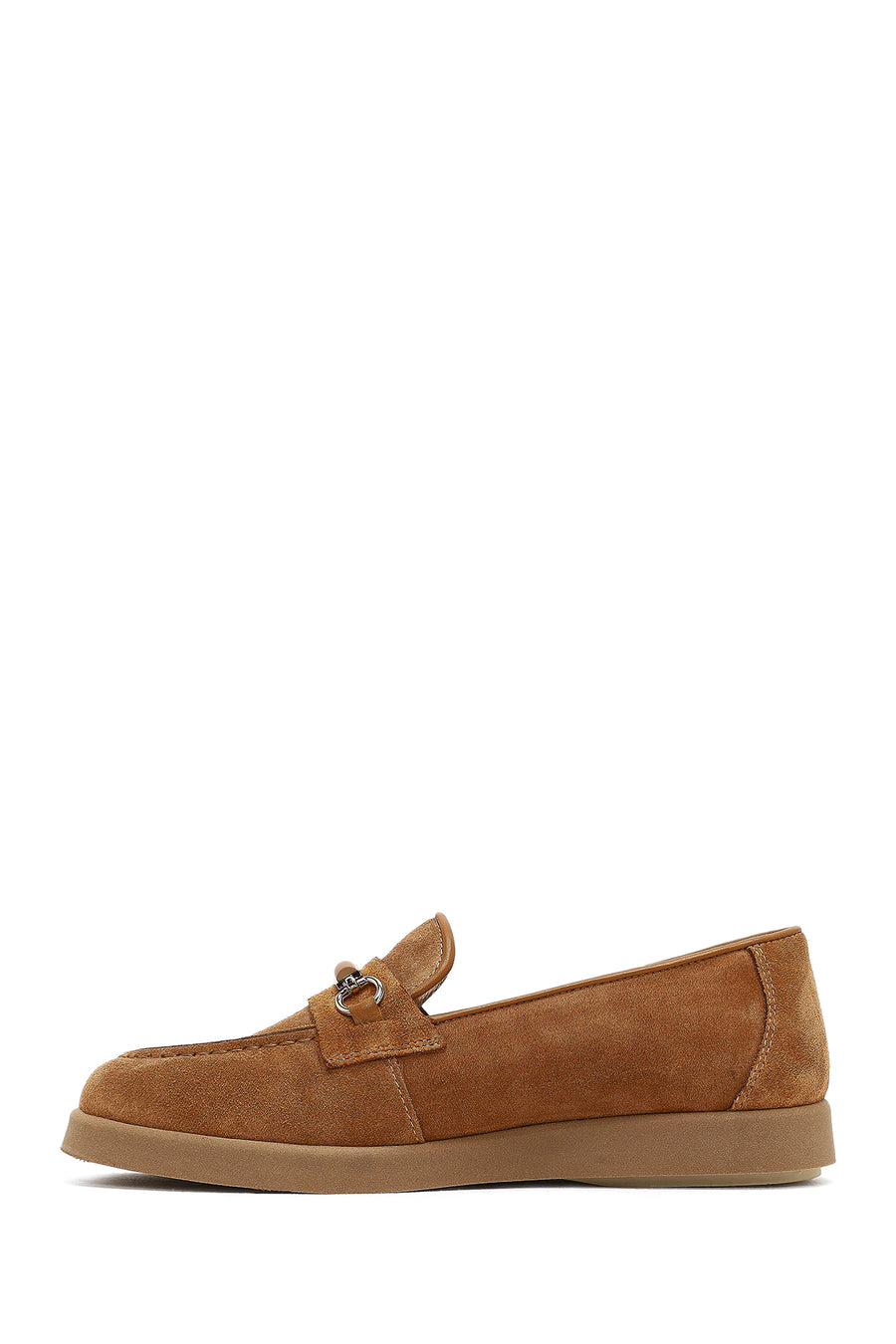Kadın Taba Tokalı Süet Deri Comfort Loafer