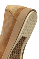 Women's Tan Buckled Suede Leather Comfort Loafer | Derimod