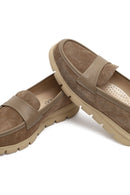 Women's Mink Thick-Soled Suede Leather Comfort Loafer | Derimod