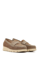 Women's Mink Thick-Soled Suede Leather Comfort Loafer | Derimod