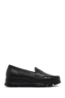 Women Black Wedge Heel Leather Comfort Loafer | Derimod