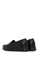 Women Black Wedge Heel Leather Comfort Loafer | Derimod