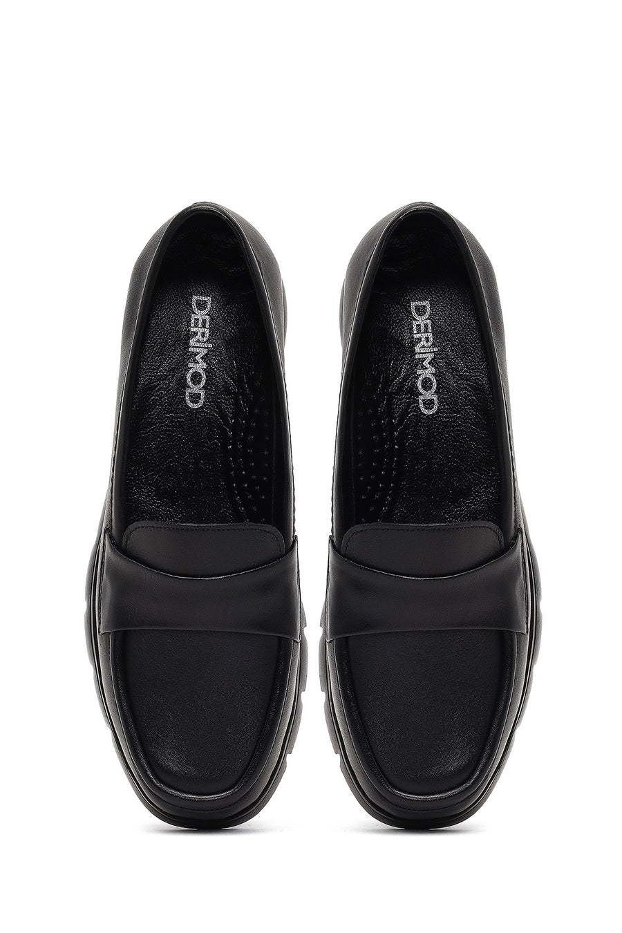 Kadın Siyah Dolgu Topuklu Deri Comfort Loafer