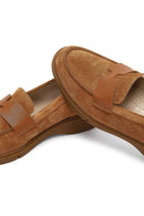 Women Tan Suede Leather Comfort Loafer | Derimod