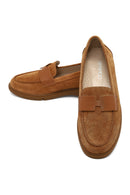 Women Tan Suede Leather Comfort Loafer | Derimod
