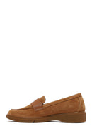 Women Tan Suede Leather Comfort Loafer | Derimod