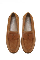 Women Tan Suede Leather Comfort Loafer | Derimod