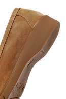 Women Tan Suede Leather Comfort Loafer | Derimod