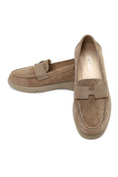 Woman Mink Suede Leather Comfort Loafer | Derimod