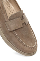 Woman Mink Suede Leather Comfort Loafer | Derimod