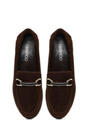 Kadın Kahverengi Tokalı Dolgu Topuklu Süet Deri Comfort Loafer | Derimod