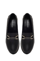 Kadın Siyah Tokalı Dolgu Topuklu Deri Comfort Loafer | Derimod