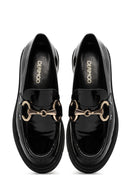 Kadın Siyah Tokalı Kalın Tabanlı Deri Maskülen Loafer | Derimod