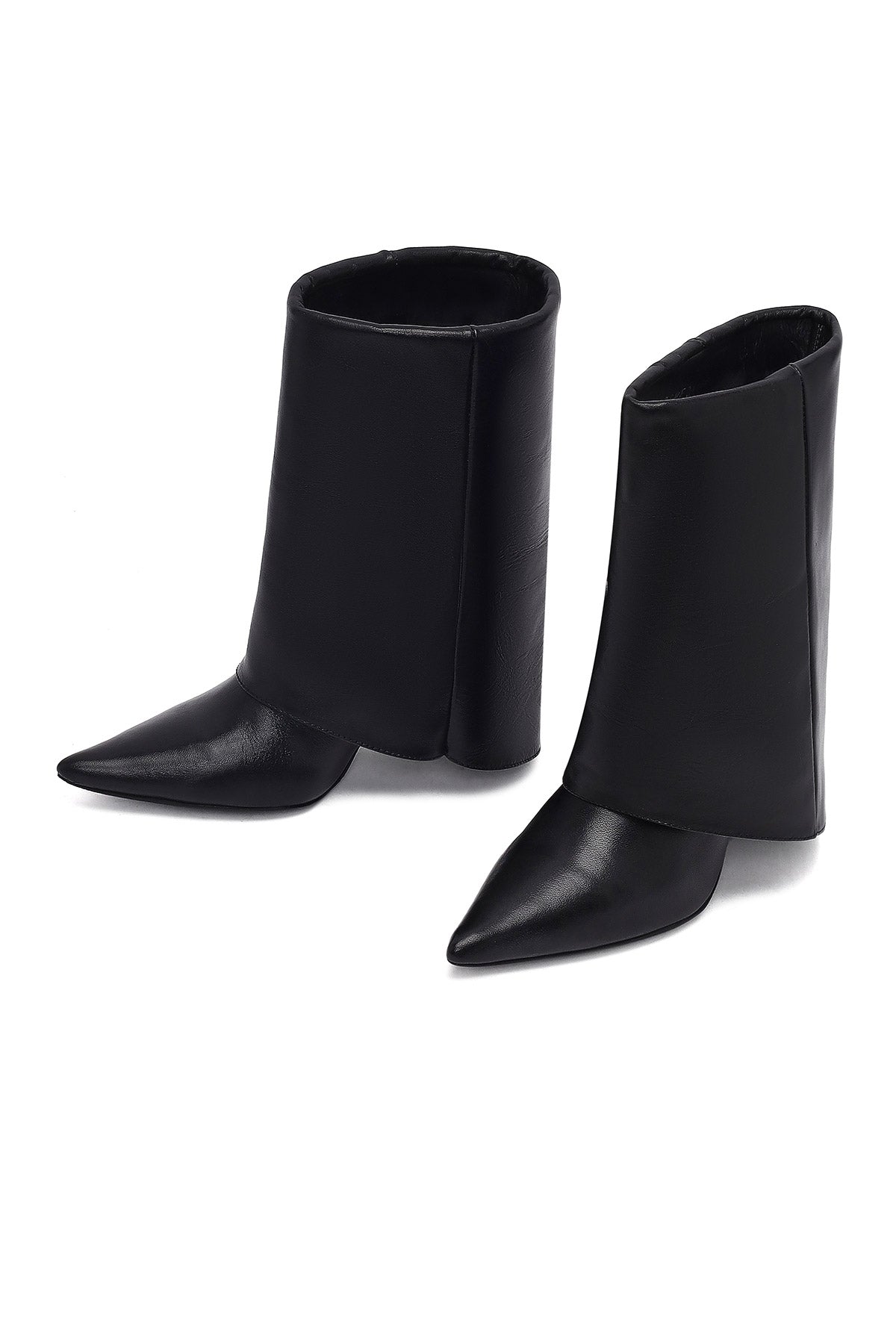 Kadın Siyah İnce Topuklu Deri Bot