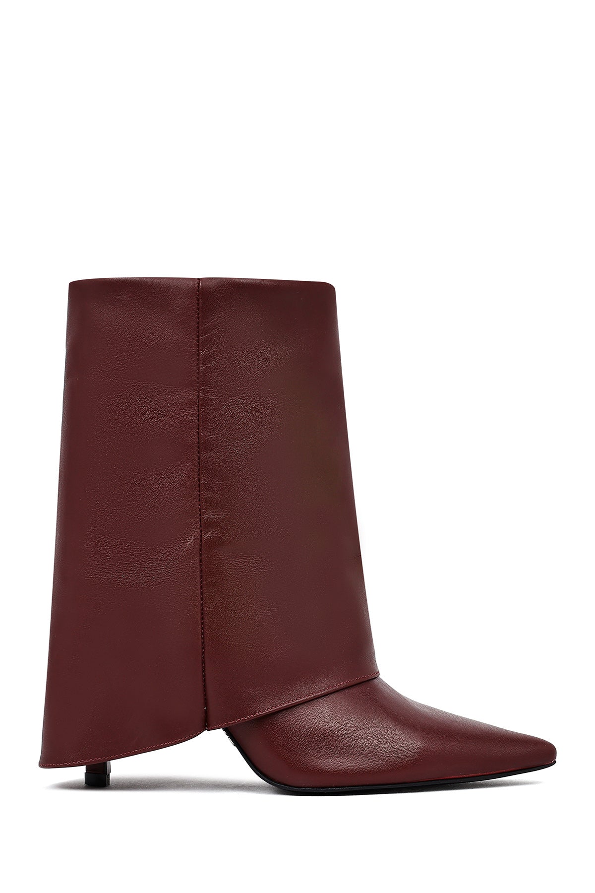Women's Burgundy Thin Heeled Leather Boot 25AFD160218 | Derimod