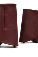 Women's Burgundy Thin Heeled Leather Boot | Derimod