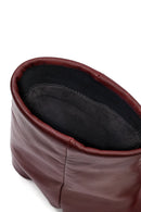 Women's Burgundy Thin Heeled Leather Boot | Derimod