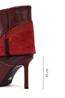 Women's Burgundy Thin Heeled Leather Boot | Derimod