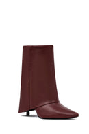 Women's Burgundy Thin Heeled Leather Boot | Derimod