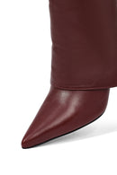 Women's Burgundy Thin Heeled Leather Boot | Derimod