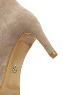 Kadın Bej İnce Topuklu Süet Deri Bot | Derimod
