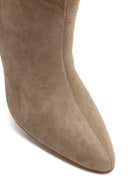 Kadın Bej İnce Topuklu Süet Deri Bot | Derimod
