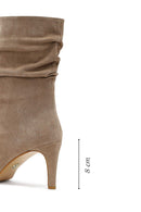 Kadın Bej İnce Topuklu Süet Deri Bot | Derimod