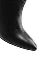 Woman Black Heels Leather Boat | Derimod