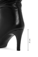 Woman Black Heels Leather Boat | Derimod