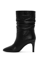Woman Black Heels Leather Boat | Derimod