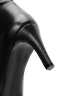 Woman Black Heels Leather Boat | Derimod