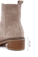 Kadın Vizon Fermuarlı Kalın Topuklu Süet Deri Bot | Derimod