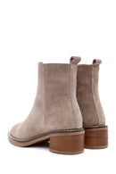 Kadın Vizon Fermuarlı Kalın Topuklu Süet Deri Bot | Derimod