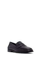 Woman Black Leather Loafers | Derimod