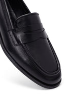 Woman Black Leather Loafers | Derimod