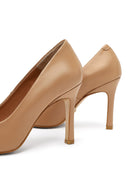 Kadın Bej İnce Topuklu Deri Stiletto | Derimod