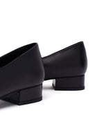 Kadın Siyah Kısa Topuklu Deri Babet | Derimod