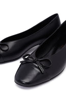 Kadın Siyah Kısa Topuklu Deri Babet | Derimod