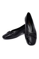 Kadın Siyah Kısa Topuklu Deri Babet | Derimod