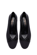 Kadın Siyah Kısa Topuklu Deri Babet | Derimod