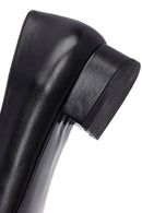 Kadın Siyah Kısa Topuklu Deri Babet | Derimod