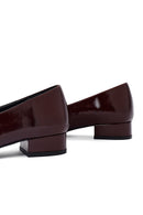 Women's Burgundy Short Heel Leather Ballet Flat | Derimod