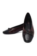 Women's Burgundy Short Heel Leather Ballet Flat | Derimod