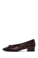 Women's Burgundy Short Heel Leather Ballet Flat | Derimod