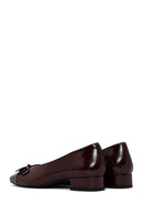 Women's Burgundy Short Heel Leather Ballet Flat | Derimod