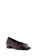 Women's Burgundy Short Heel Leather Ballet Flat | Derimod