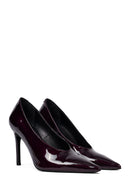 Kadın Bordo İnce Topuklu Rugan Deri Stiletto | Derimod