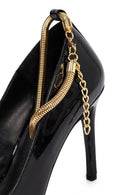 Kadın Siyah Bilekten Tokalı İnce Topuklu Rugan Deri Stiletto | Derimod